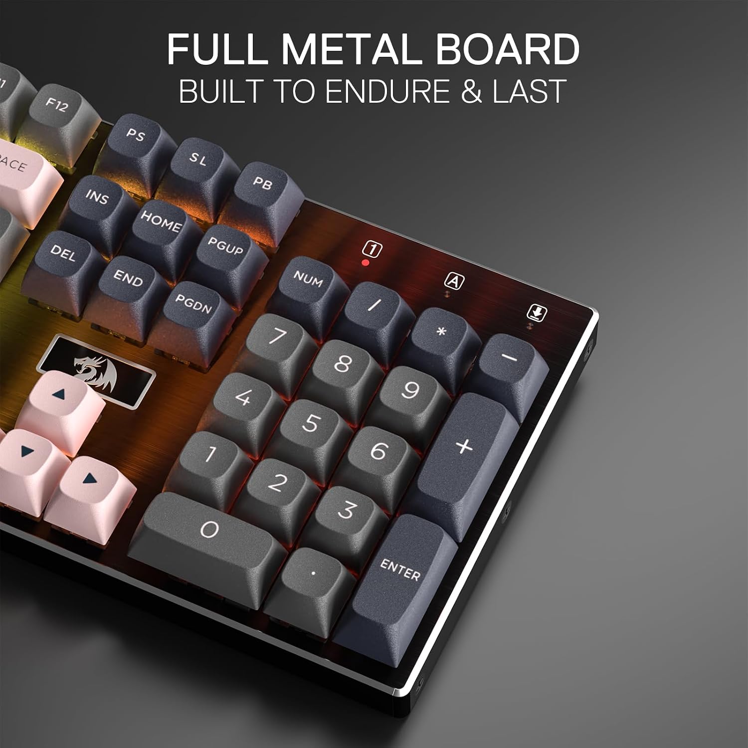 Detalle de Redragon K556 SE: Kabelgebundene Gaming-Tastatur mit Hot-Swap, Aluminiumplatte und PBT-Tasten