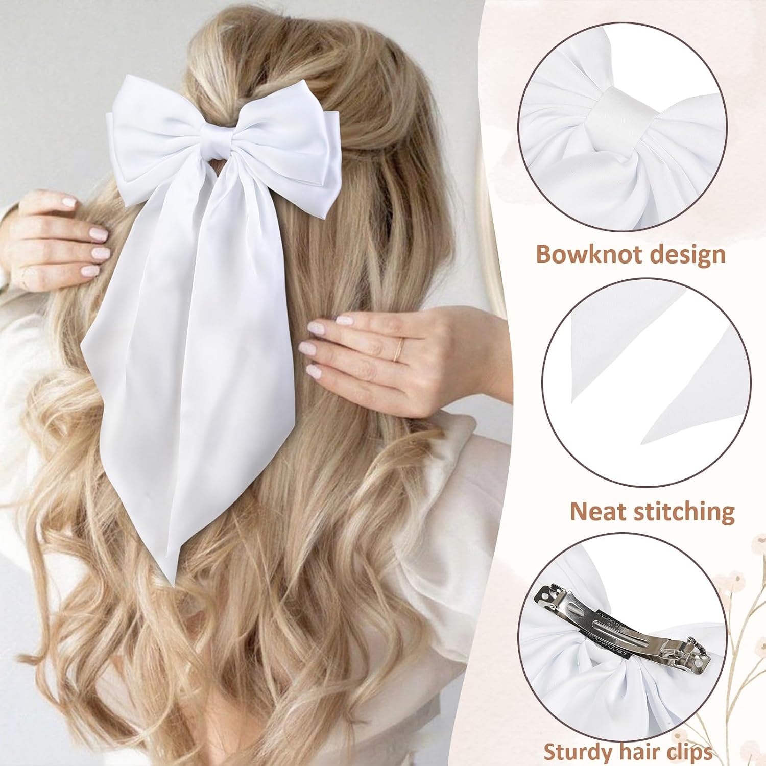 Detalle de Satin Hair Bow Clips, 8-Piece Set