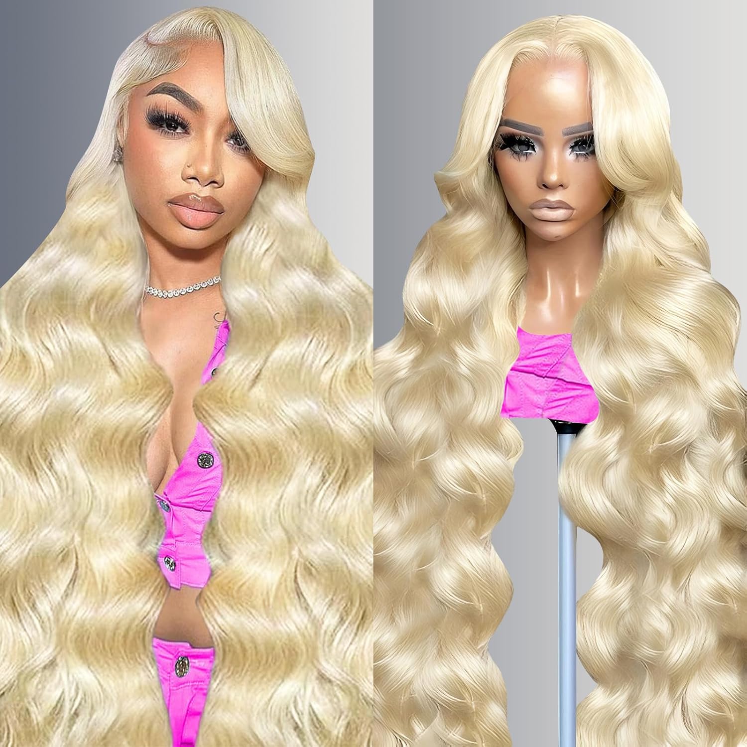 Thumbnail 6 de NBRUW 613 13x6 Lace Front Wig Human Hair 200 Density 30 Inch Body Wave Blonde Wig
