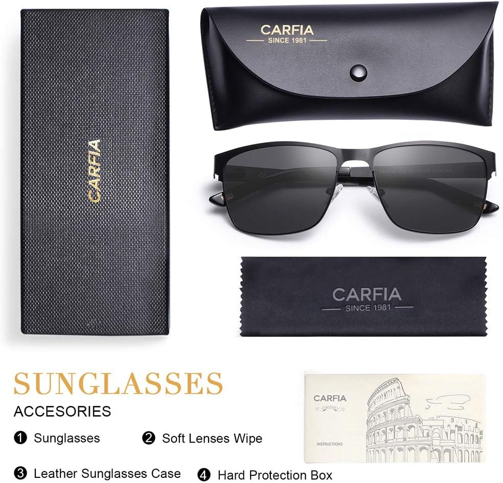 Thumbnail 5 de CARFIA Polarisierte Herren Sonnenbrille Metallrahmen UV400