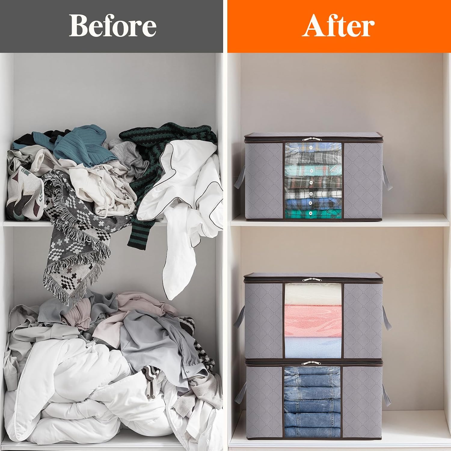 Detalle de Lifewit 23131 opbergzakken voor kleding, 6 x 50 l, opvouwbaar