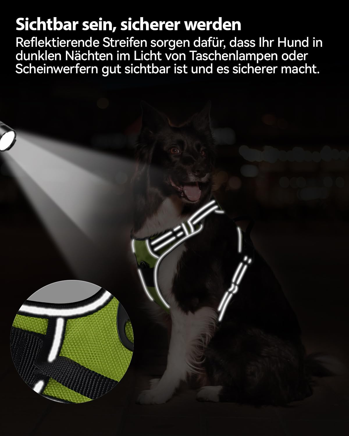 Thumbnail 3 de Joytale reflektierendes Anti-Zug Hundegeschirr mittelgroße Hunde, verstellbar mit Führgriff (Grün, S)