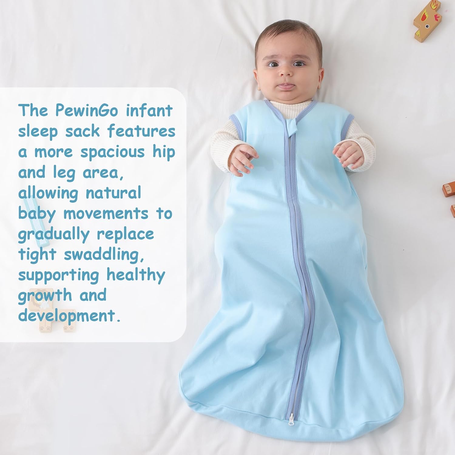 Thumbnail 5 de PewinGo Baby Schlafsack 0.5 TOG – 2er-Set aus 100% Baumwolle, Neugeborene 0–6 Monate, dualer Reißverschluss