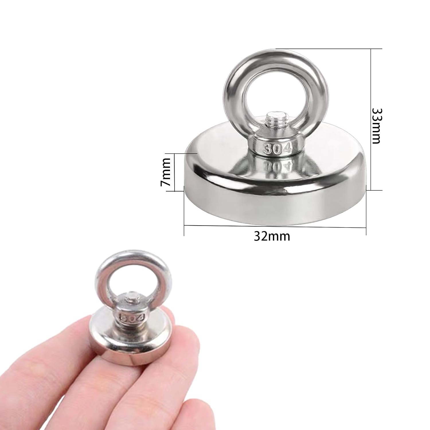 Detalle 2 de SZAXCCOM 32 mm neodymmagneter, 10-pack med gänga och 45 kg dragkraft