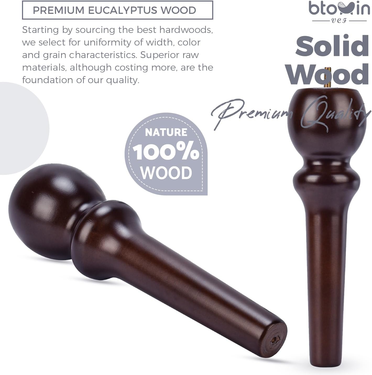 Detalle 2 de Btowin VCF 26cm Holz Möbelfüße 4er Set