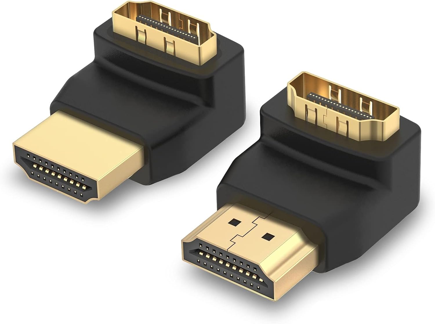 Detalle de VCE HDMI Winkelstecker 4K – 2er-Set: 90° & 270° HDMI Winkeladapter mit vergoldeten Kontakten