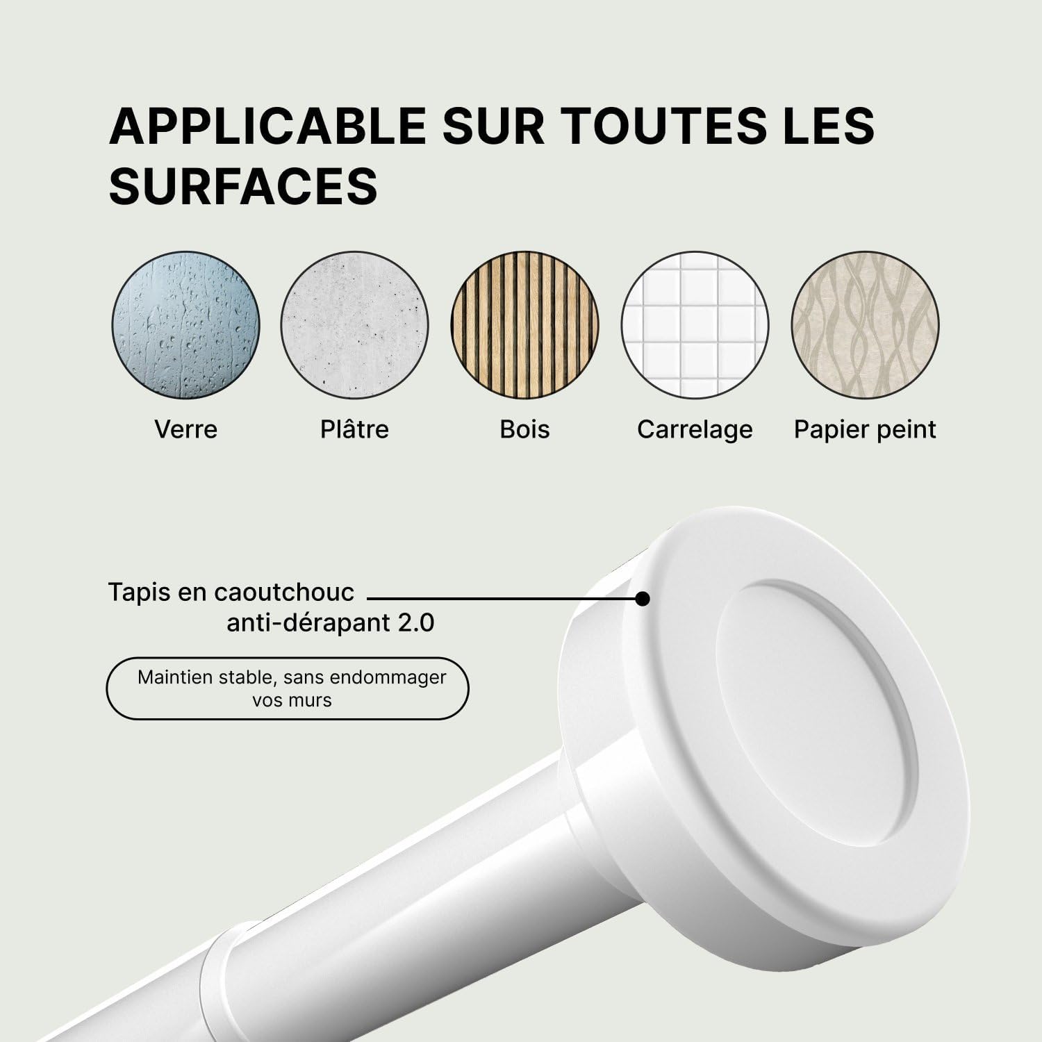 Detalle de MEISENBERG Barre de Douche Extensible 110-200 cm