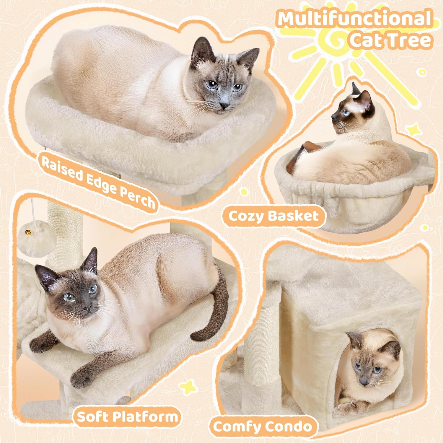 Thumbnail 3 de Yaheetech Cat Tree 87cm Small Cat Tower