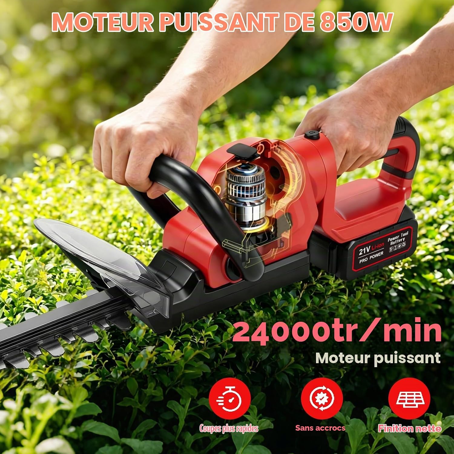 Detalle 1 de Victool 2-Trimmer accu-heggenschaar 21 V, 56 cm, SK5-dubbelmes