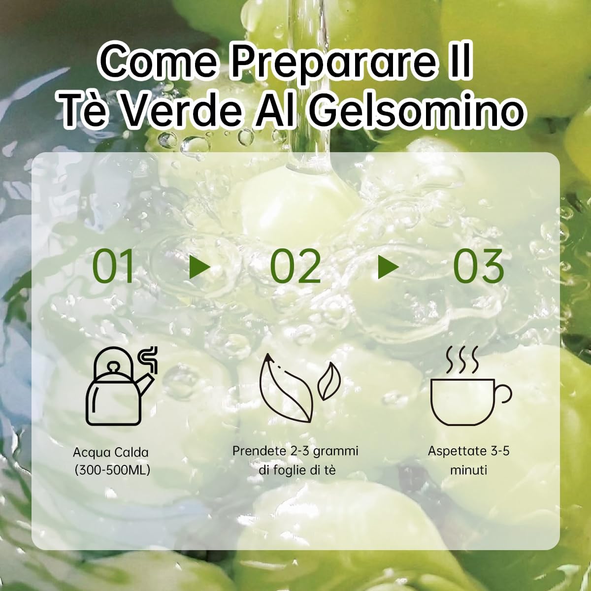 Thumbnail 4 de HANFANGLING Tè verde al gelsomino - 2 confezioni di foglie pure e aroma intenso
