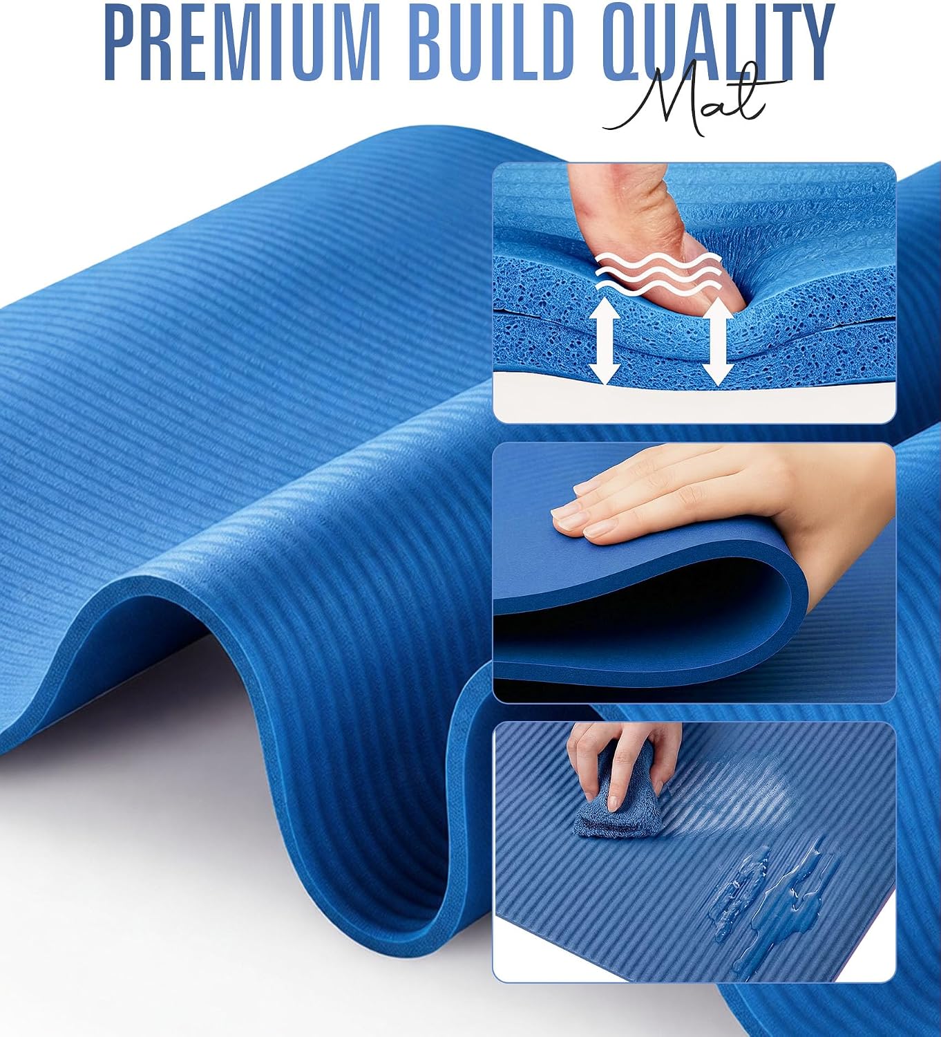 Detalle 2 de ROMIX Yoga Mat 15 mm Thick Foam Exercise Mat (180x60 cm) with Carry Bag – Non-Slip for Yoga, Pilates and Home Fitness