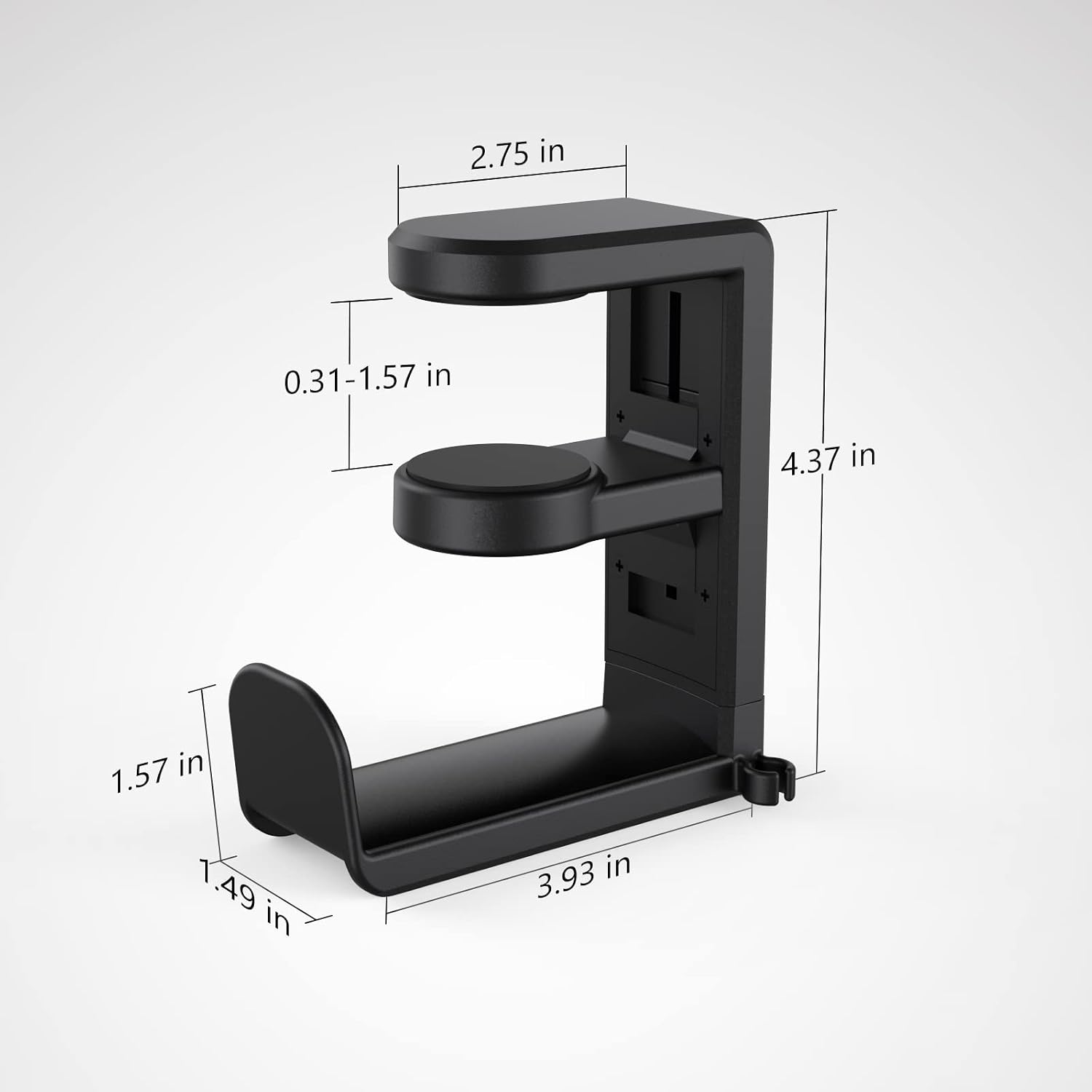 Detalle 2 de EURPMASK Rotating Clamp-On Headphone Stand (2 Pack) with 360° Swivel & Cable Clip Organizer