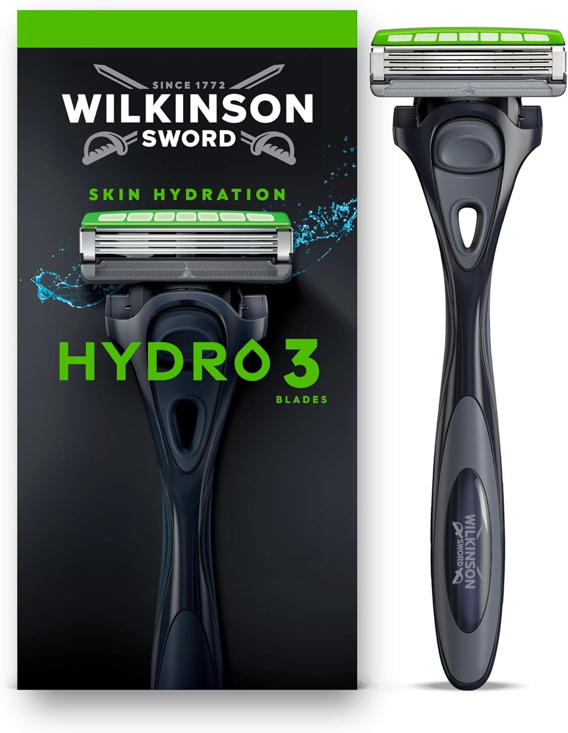 Detalle de Wilkinson Sword Hydro 3 – Rasoir homme avec double lubrification et lame à revêtement carbone (1 recharge)