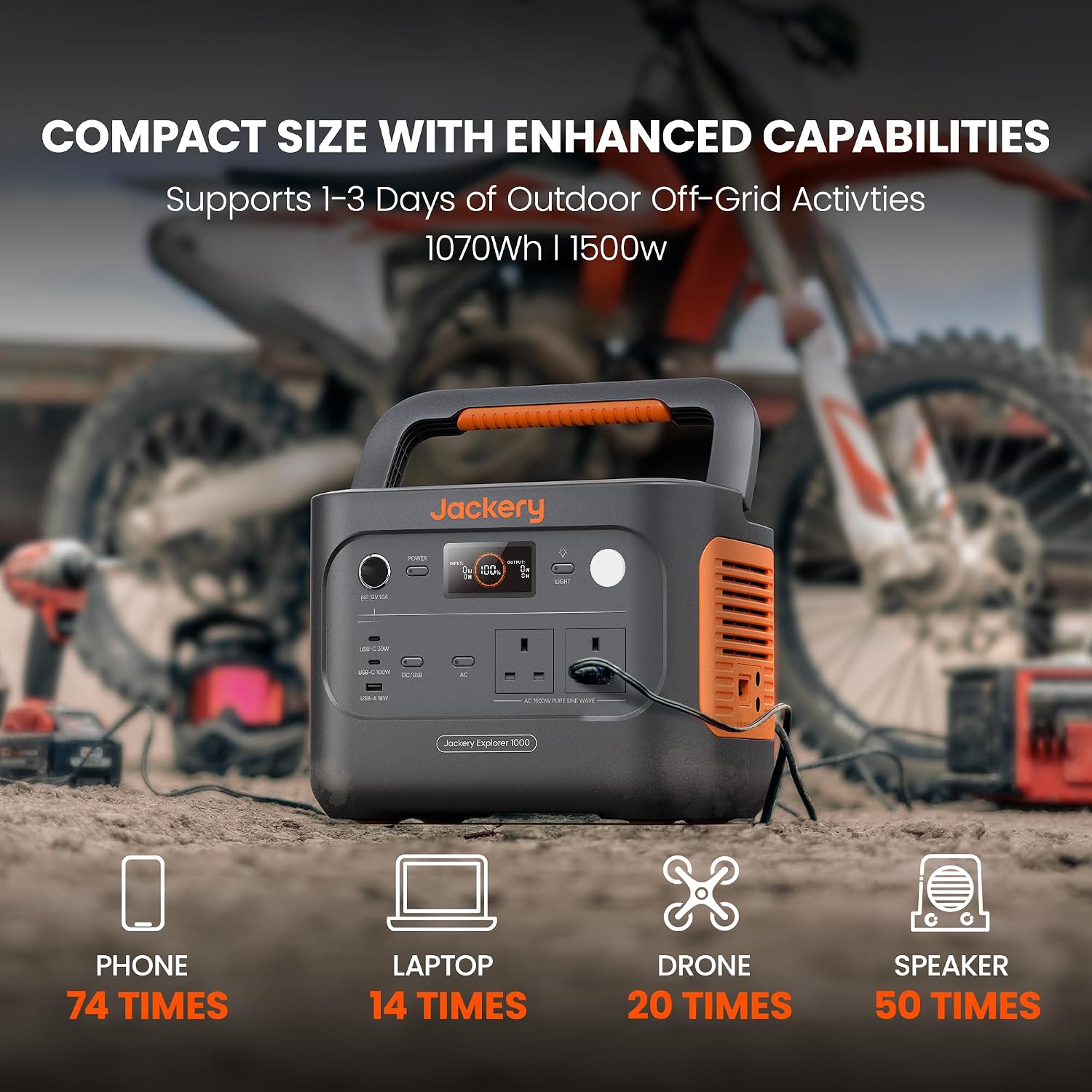 Thumbnail 1 de Jackery Explorer 1000 v2 Portable Power Station (1500W, 1070Wh) with LiFePO4 Battery