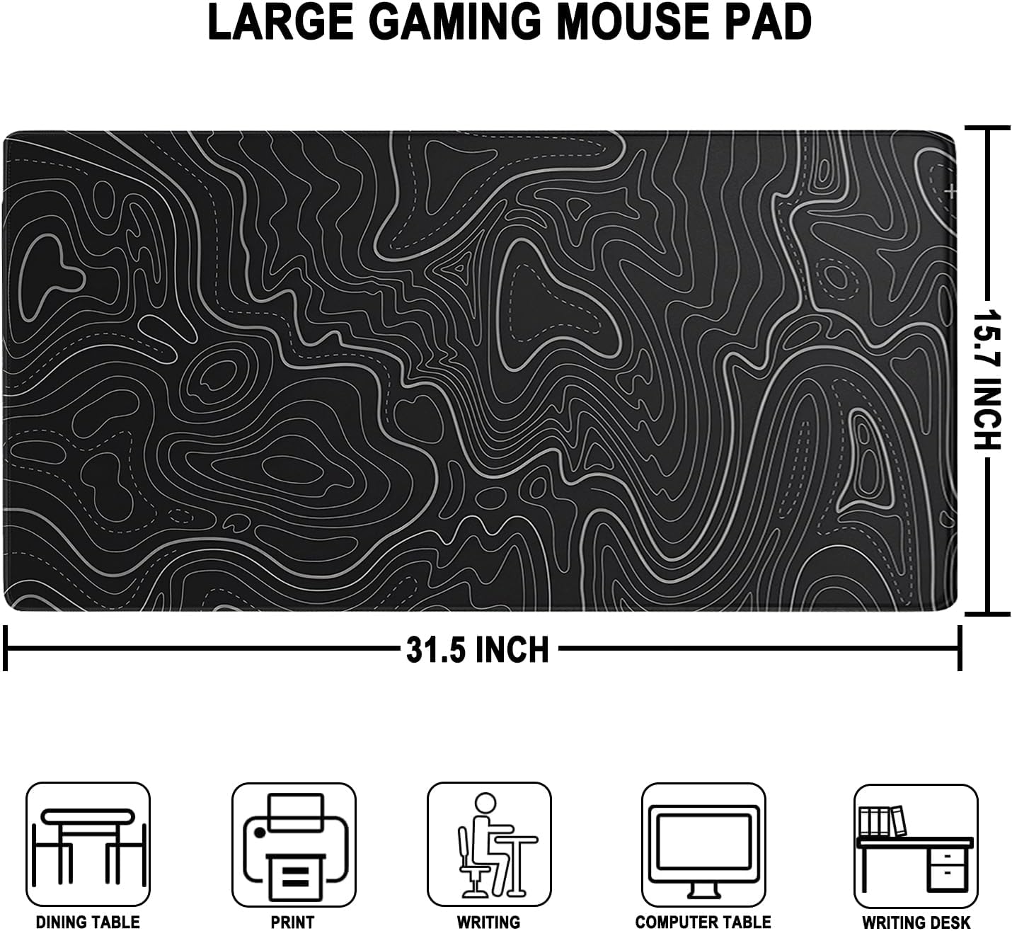 Detalle 2 de AREYLO Large Gaming Mouse Pad, 31.5 x 15.7-Inch Waterproof Desk Mat