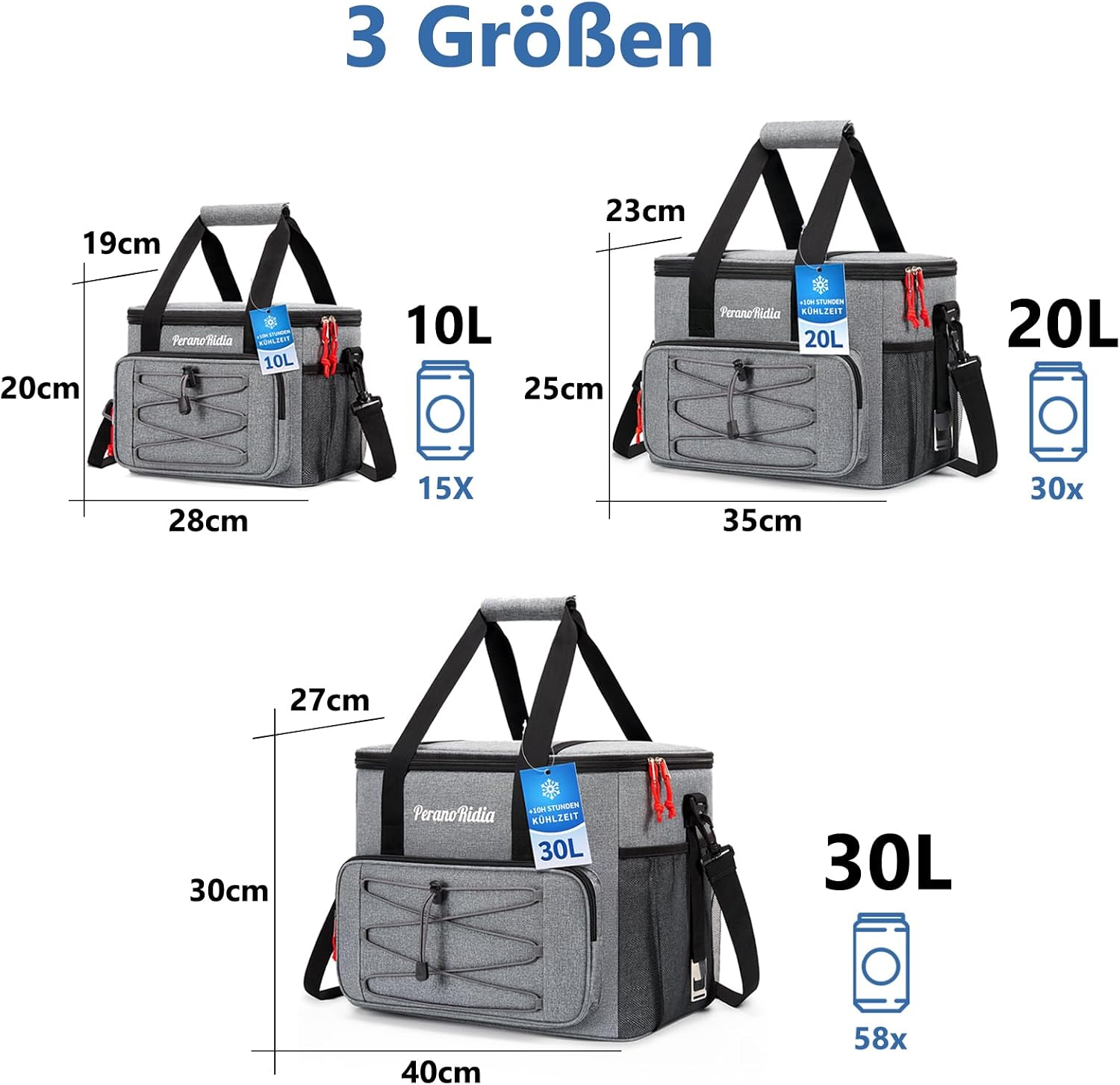 Detalle de PeranoRidia Kühltasche 20L Gross – faltbar, isoliert und vielseitig für Unterwegs