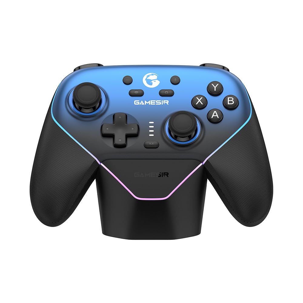 Detalle de GameSir Super Nova kabelloser 1000Hz Controller mit Ladestation – Hall-Effekt-Sticks, verstellbare Trigger, Switch/Switch 2 & PC (Nightfall Blue)