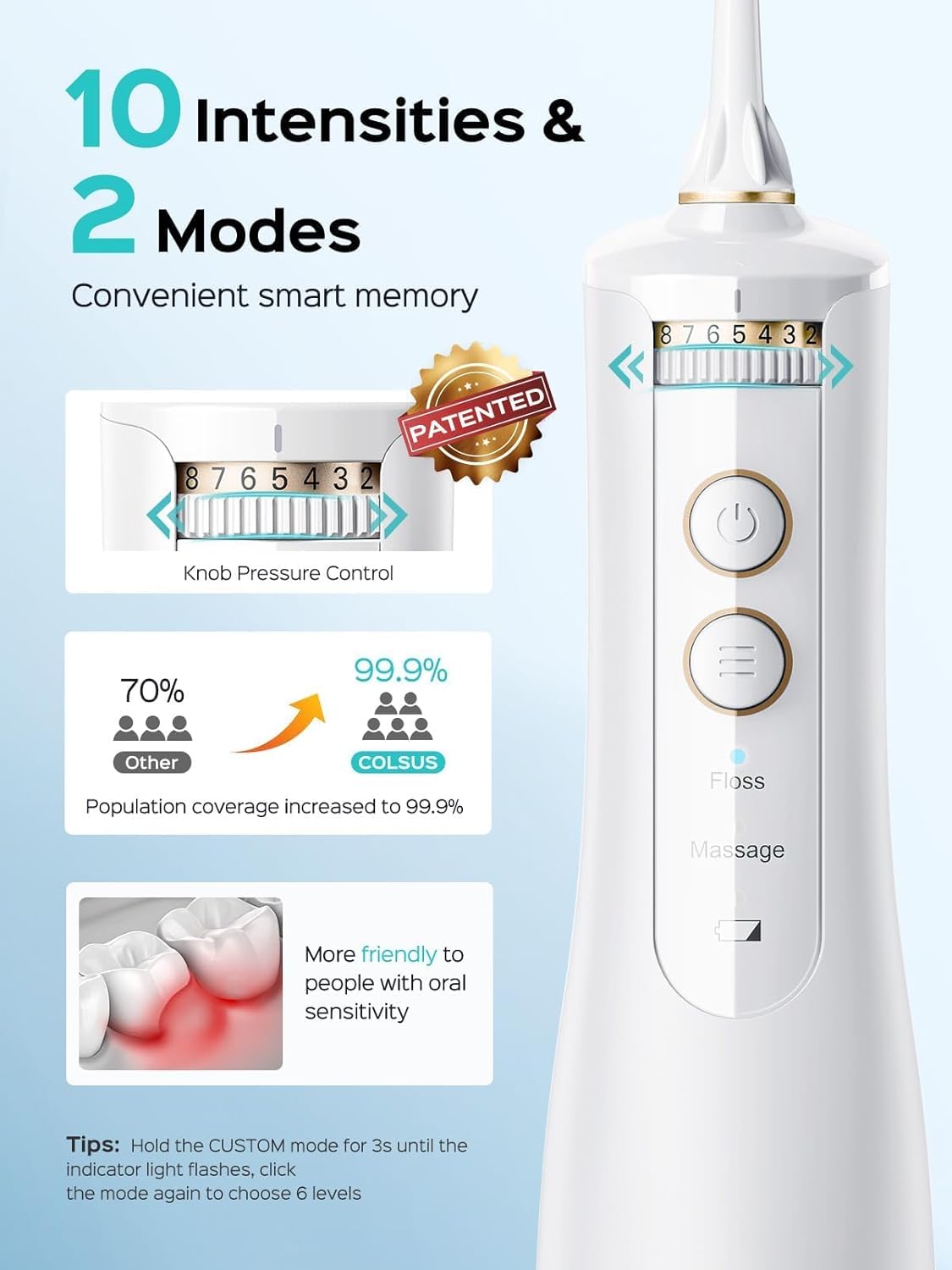 Detalle de COSLUS E40 Water Flosser 300ml