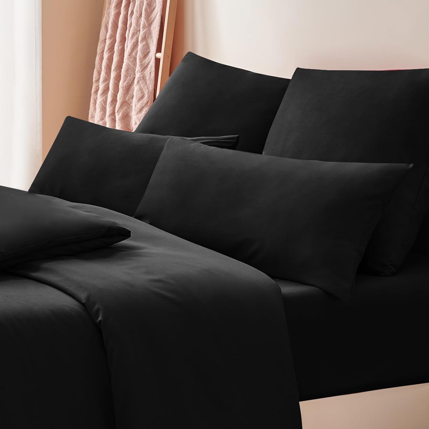 Detalle 2 de RUIKASI Kissenbezug 40 x 80 Schwarz 2er-Set Kissenbezug