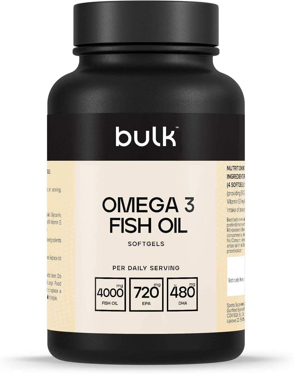 Detalle de Bulk Gélules d'huile de poisson oméga 3 1000 mg – 90 gélules, emballage variable