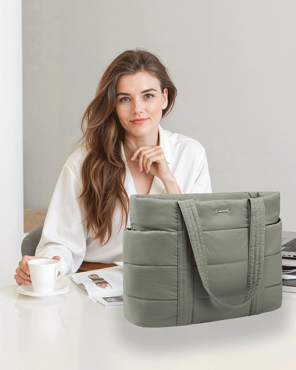 Thumbnail 2 de LOVEVOOK Laptop Handtasche Damen 15,6 Zoll Grün