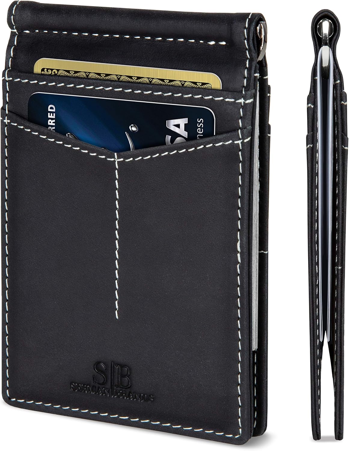 Detalle de SERMAN BRANDS RFID-Blocking Bifold Wallet in Full-Grain Leather