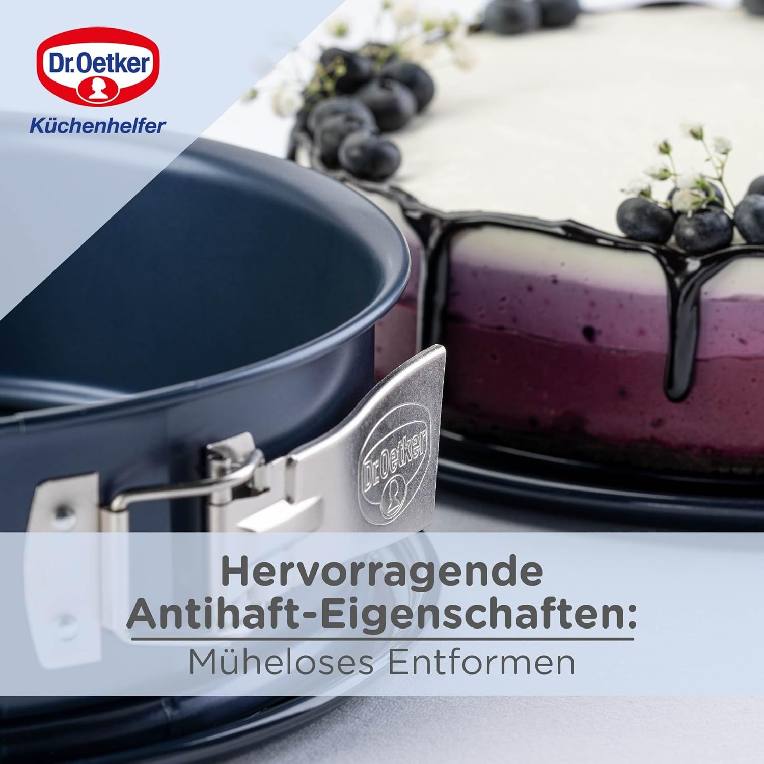 Detalle de Dr. Oetker Springform Ø 24 cm Back-Liebe Emaille – Runde Kuchenform mit extra hohem Rand und schnitt- & kratzfestem Boden