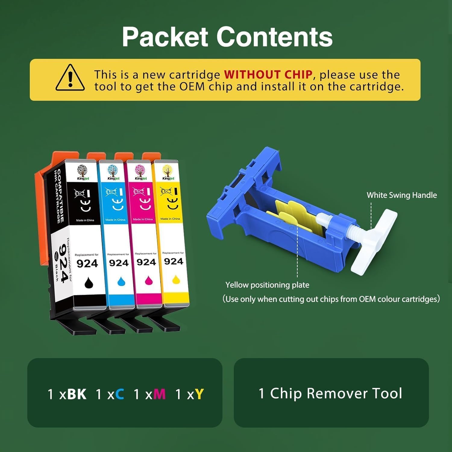 Thumbnail 1 de KINGJET 924 Replacement Ink Cartridges 4-pack 🖨️