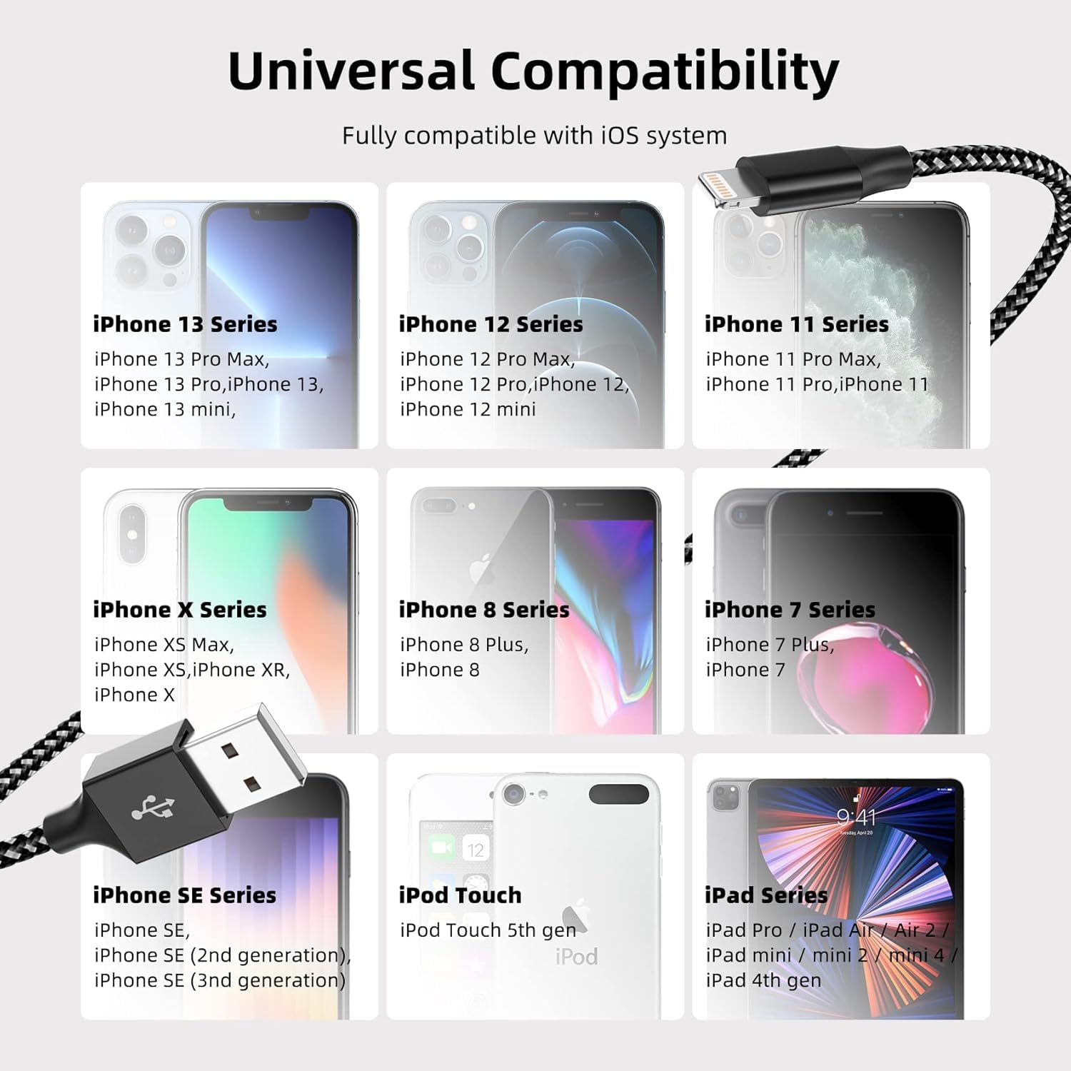 Thumbnail 6 de Apple iPhone Fast Charging Cable 10 ft 3-pack