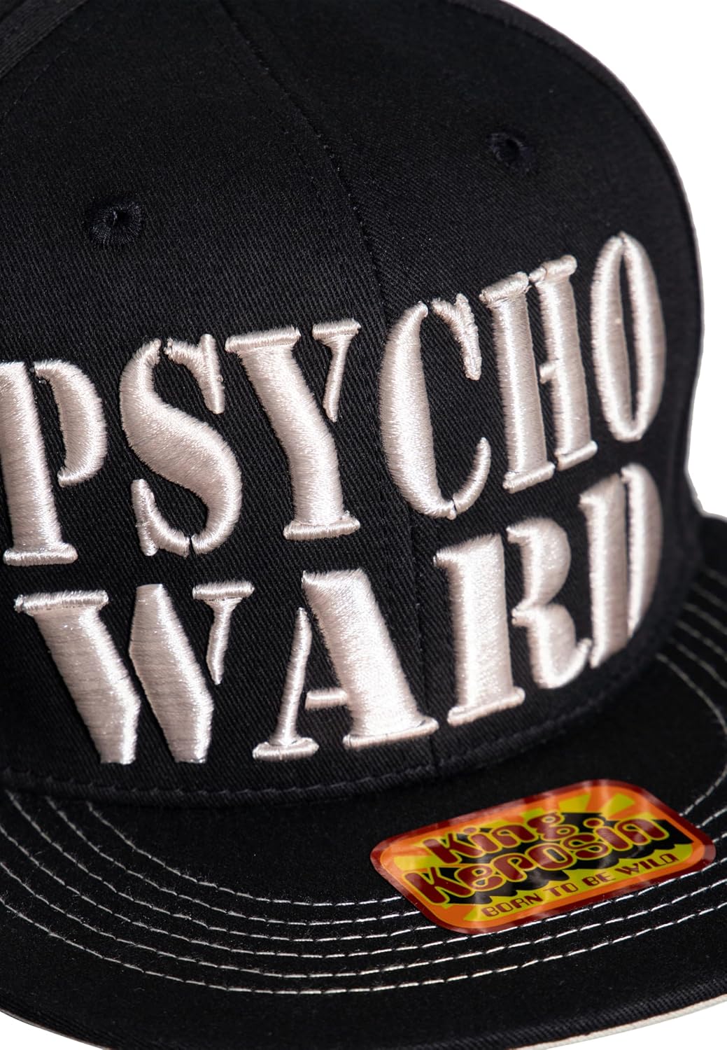 Thumbnail 4 de King Kerosin Herren Flat Brim Snapback Cap mit 3D-Stickerei – Rockabilly & Retro Baseball-Kappe