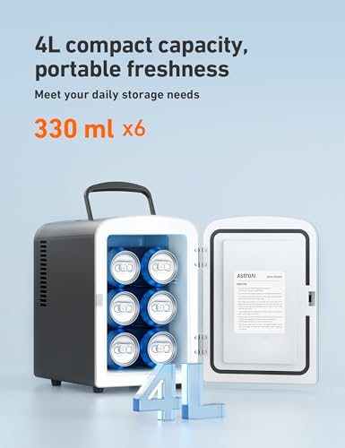 Detalle 2 de AstroAI Mini Fridge 4 Litre / 6 Can: Portable AC+DC Cooler (Black)