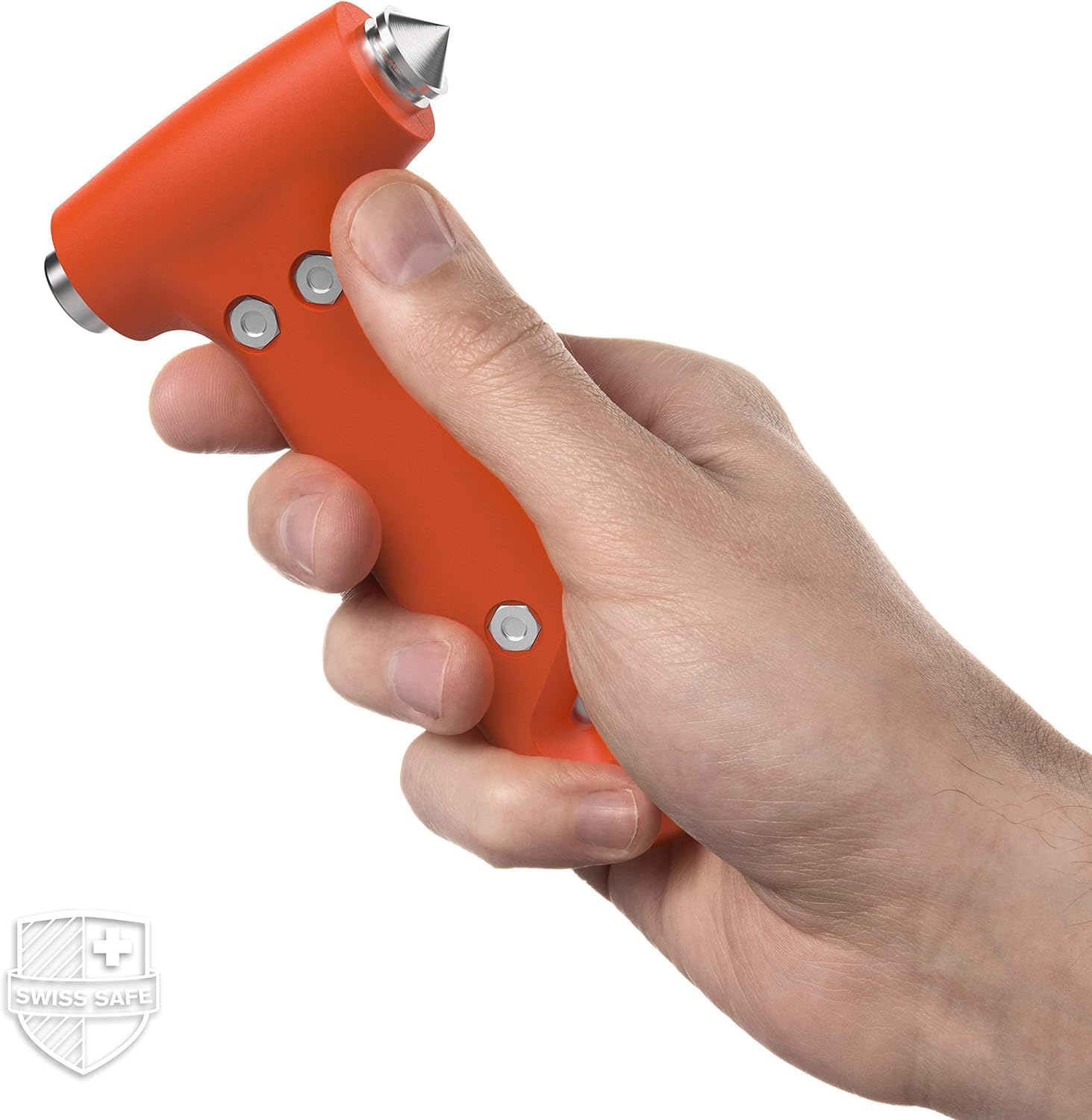Detalle 1 de Swiss Safe Durable 5-1 Car Safety Hammer & Seatbelt Cutter (Orange) — 2 Pack
