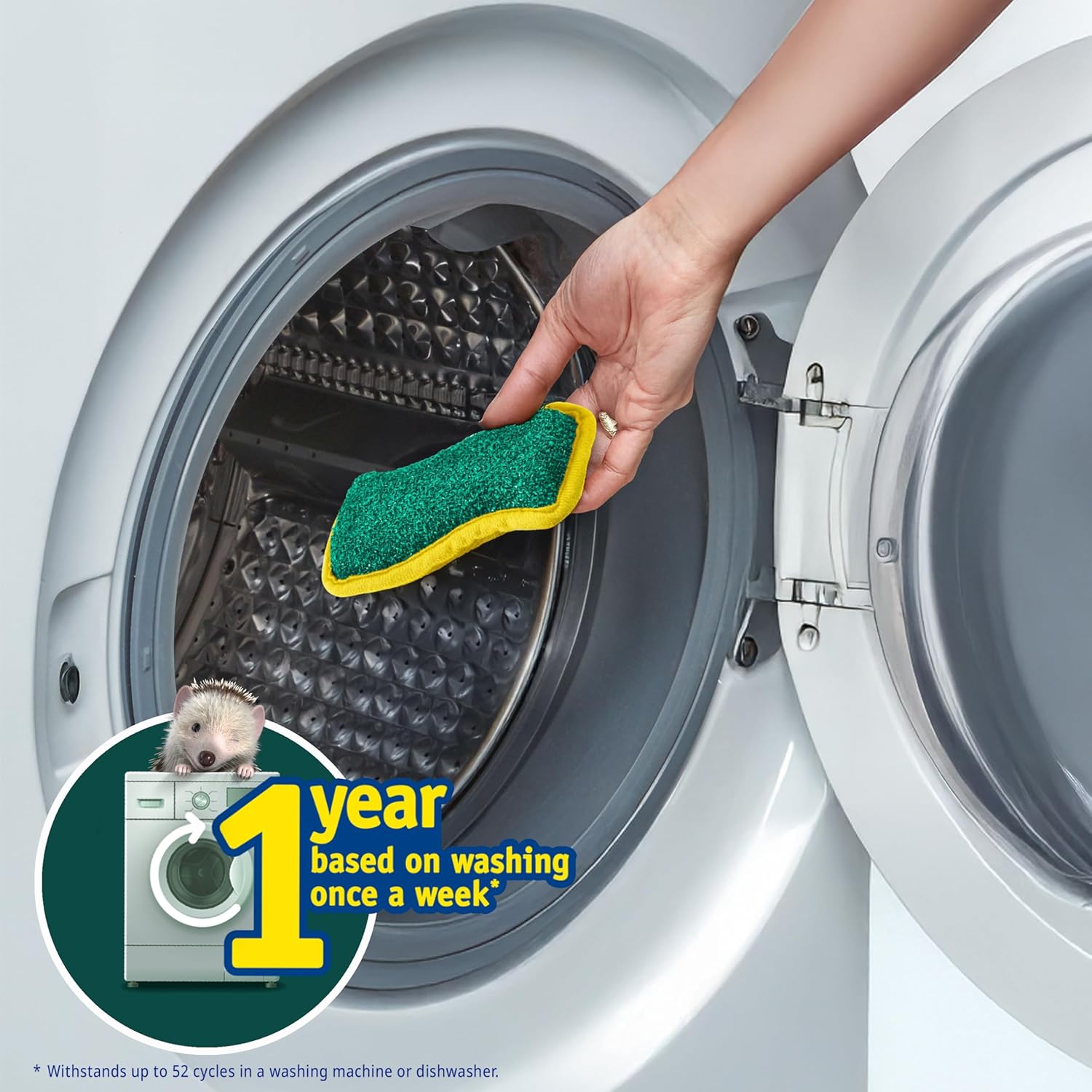 Thumbnail 1 de Spontex Flex & Wash Reusable Washing Up Sponges: Dual-Sided Microfibre Scrub for Everyday Cleaning