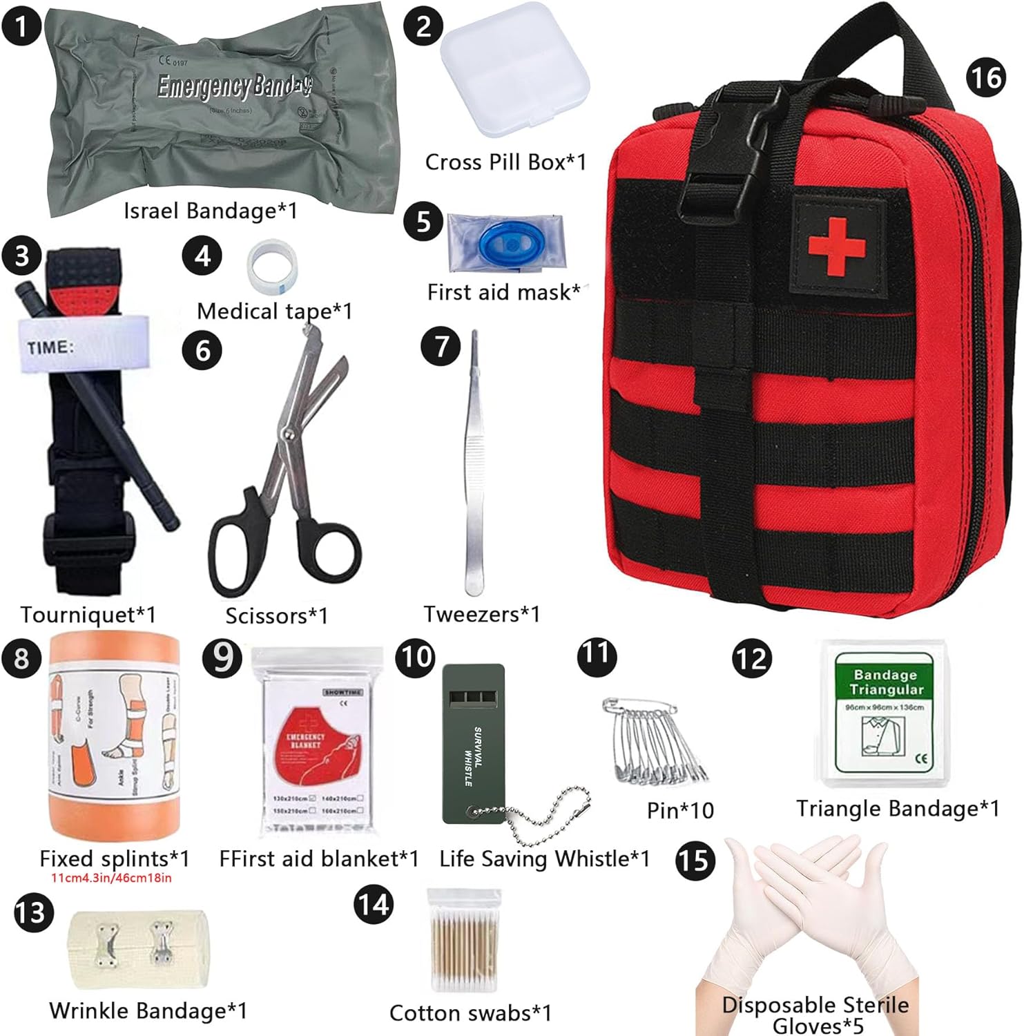 Detalle 2 de Erste Hilfe Set: Medizinische Taktische Tasche – 17-in-1 Notfallkit für Camping, Jagd, Wandern & Alltag