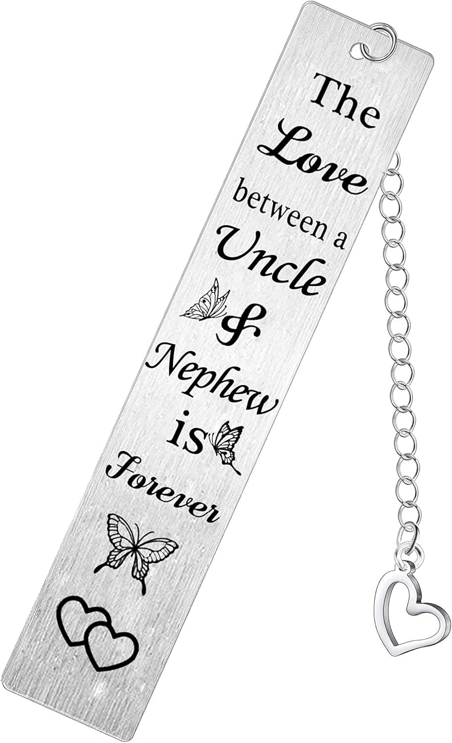 Detalle de Dad and Son bookmark gift in stainless steel: “The love between a dad & Son is forever”