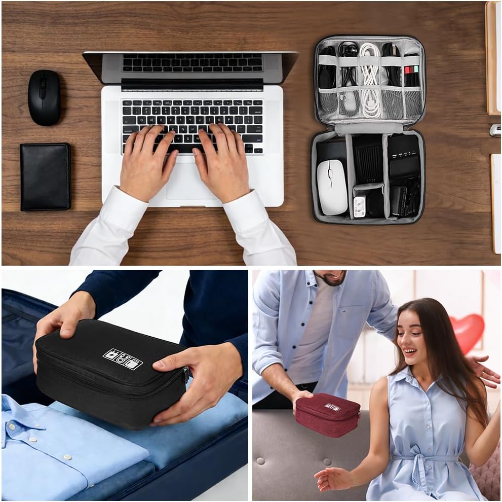 Thumbnail 6 de OFFCUP Kabeltasche Reise: Elektronik Organizer mit 2 Fächern, 24×18×10 cm, wasserdichtes 100D Gewebe