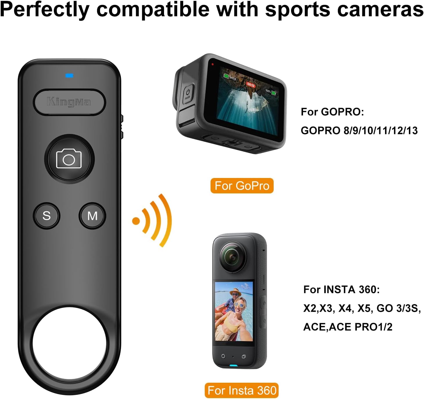 Thumbnail 4 de Bluetooth Remote for GoPro & Insta360 action cameras (Bluetooth 5.0, Type-C charging, up to 49Ft)