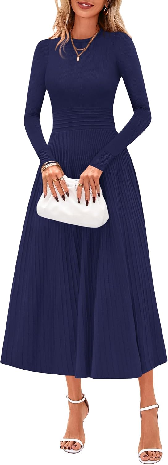 Detalle de PRETTYGARDEN Women's Long-Sleeve Sweater Dress