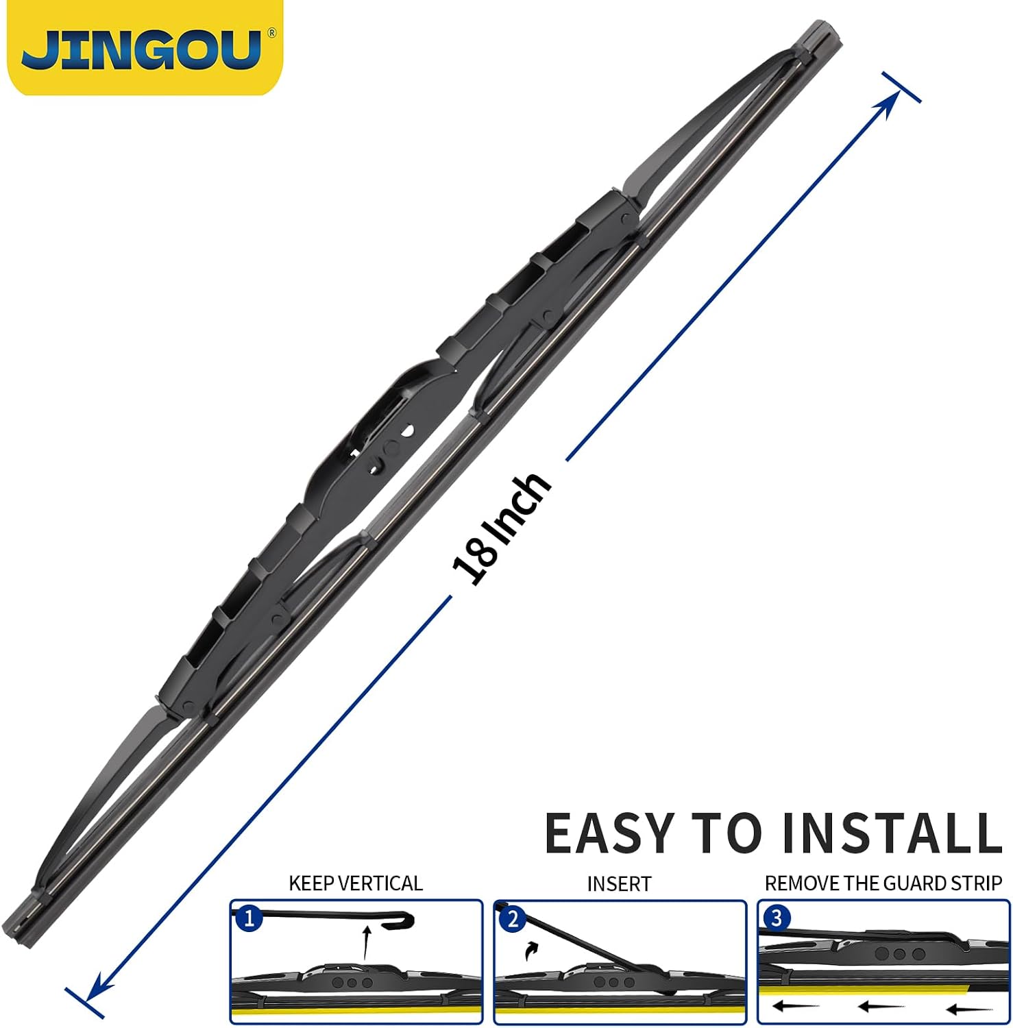 Thumbnail 5 de JINGOU 18'' + 18'' Wiper Blades (Pack of 2) for Ford Ranger 1995-2011