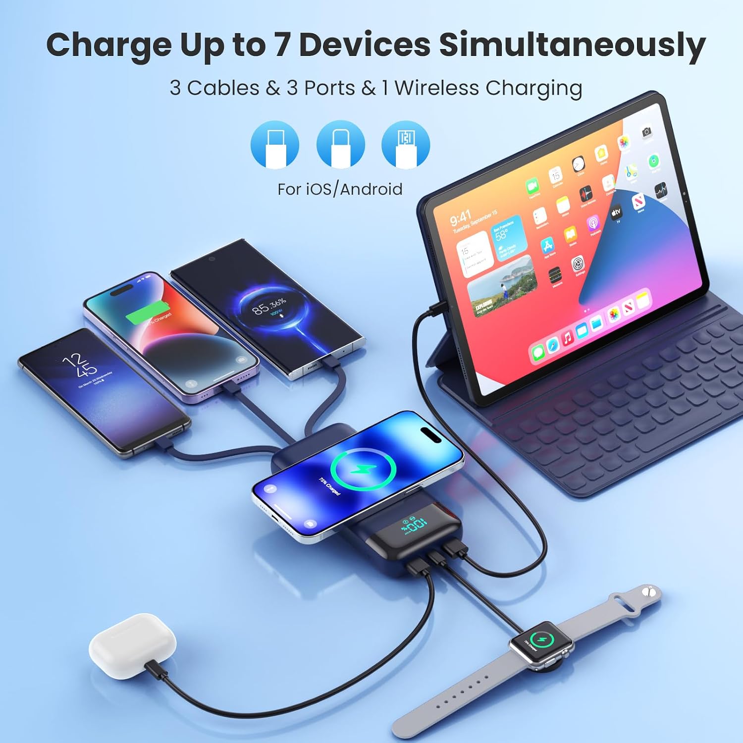 Detalle de Power Bank Wireless 26800mAh 7 in 1