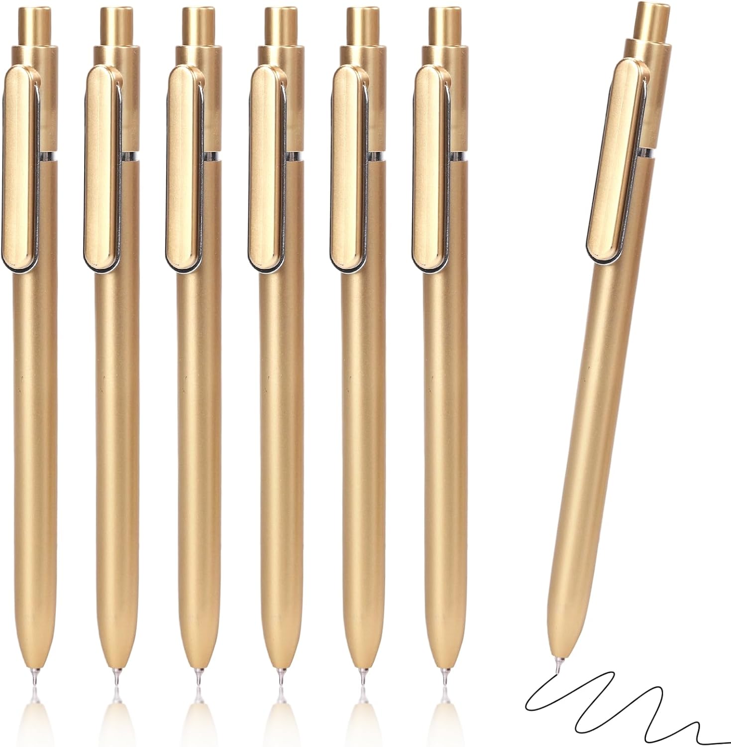 Yuxinrong 12-Pack Retractable Gel Pens, 0.5 mm Black Ink, Gold Barrels