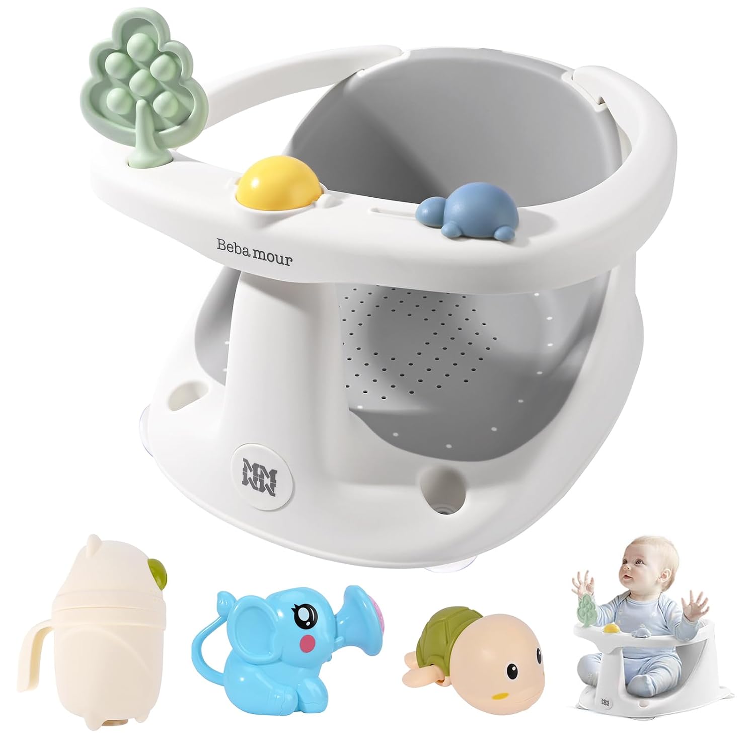 Detalle de Bebamour Baby Badesitz 6 Monate+ – Rundum-Ergonomie, rutschfest & sicher baden