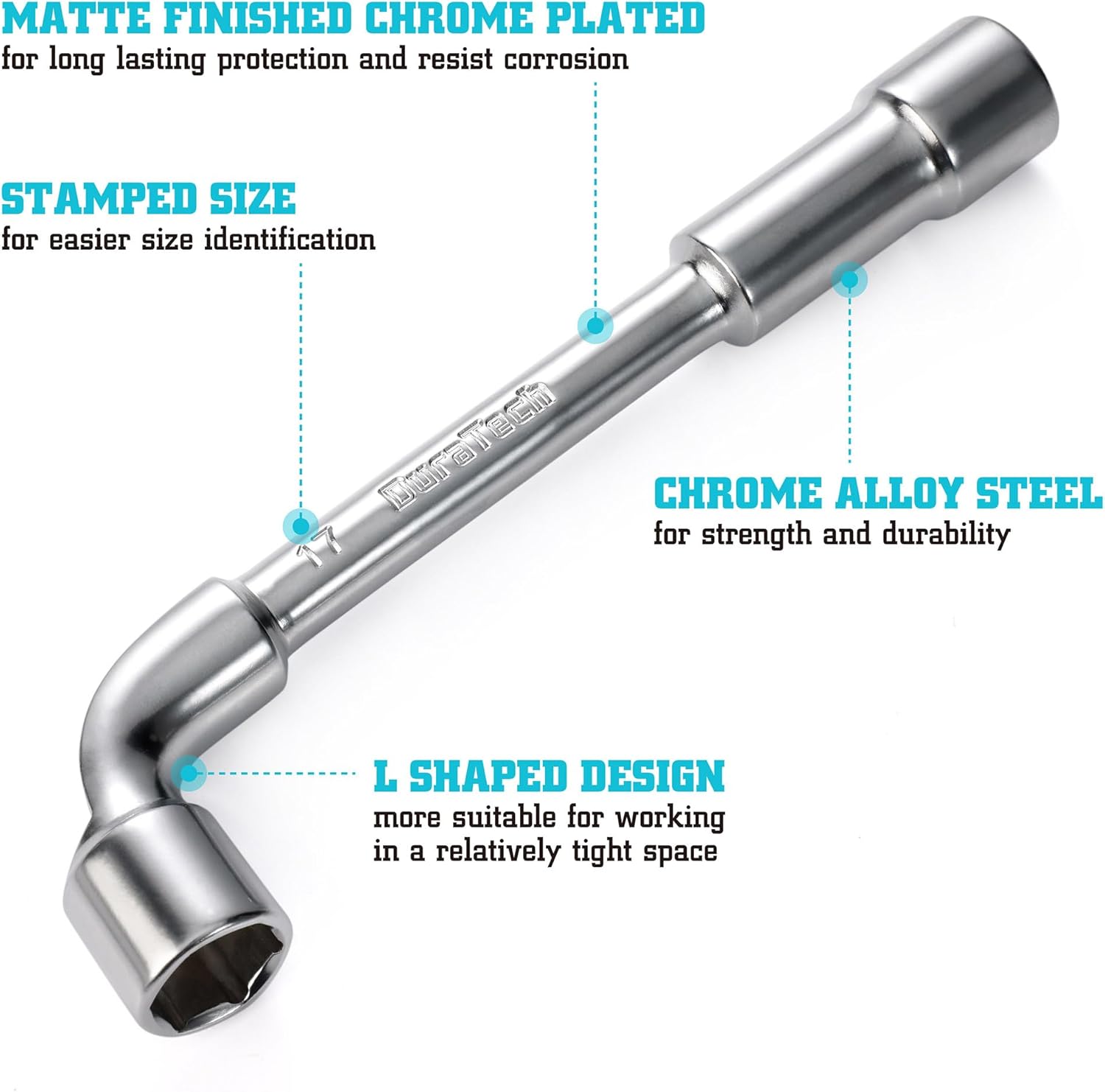 Thumbnail 1 de DURATECH Jeu de clés à pipe débouchées métriques (9 pièces) 8 à 19 mm avec pochette de transport