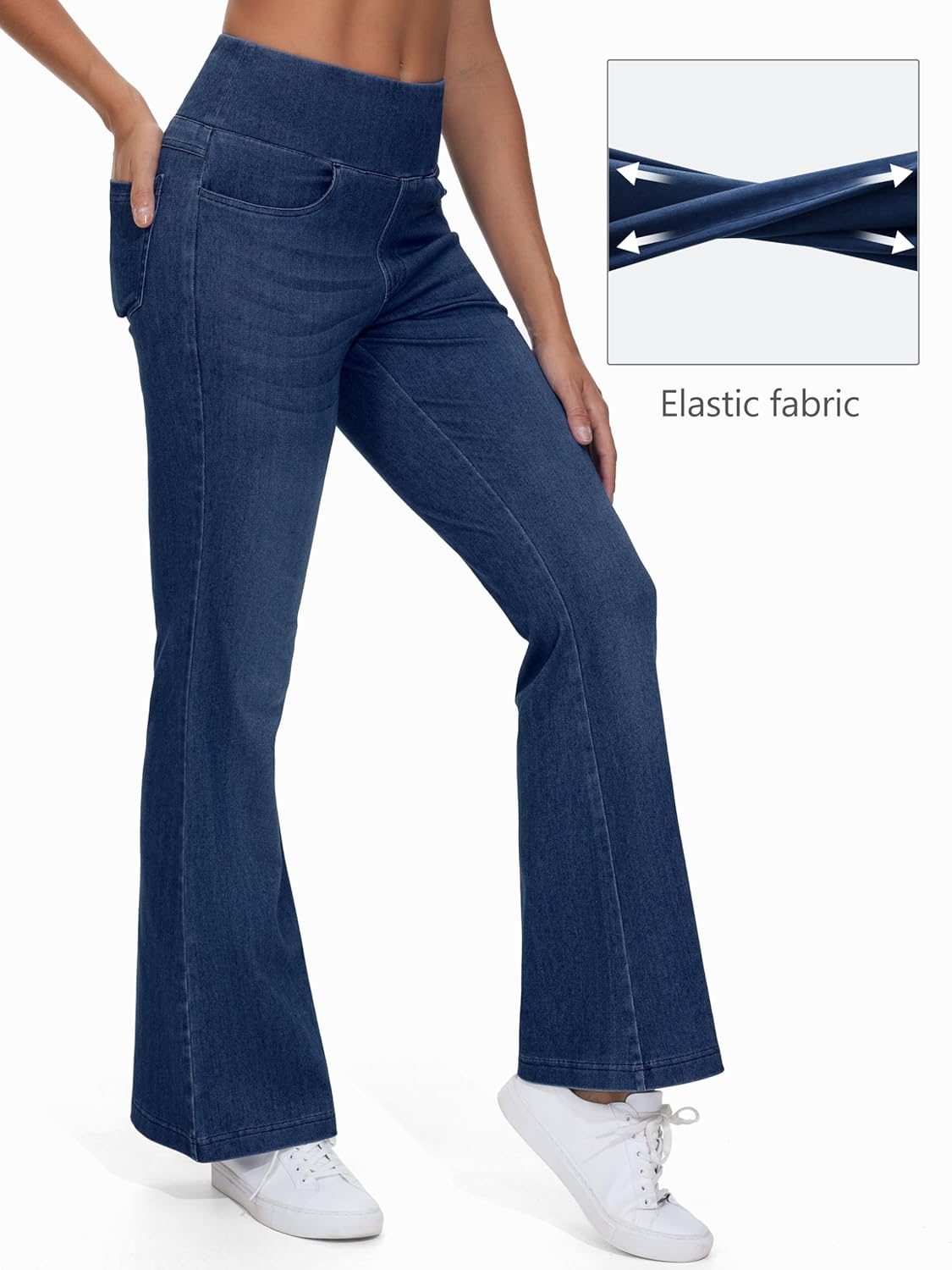 Thumbnail 3 de Jeans da donna THE GYM PEOPLE a vita alta a campana con controllo pancia e tasche