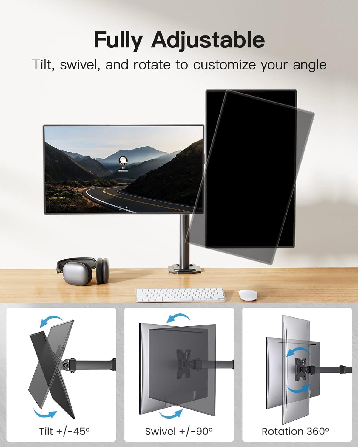 Detalle de HUANUO Dual Monitor Stand for 13-30 Inch Screens