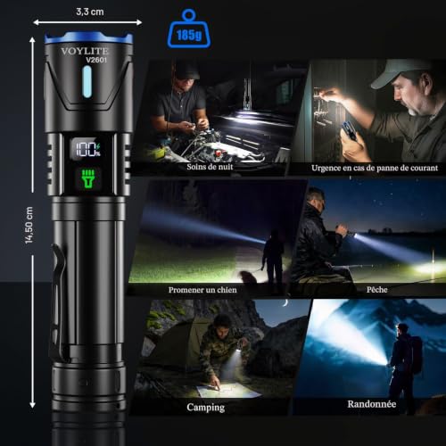 Thumbnail 7 de Voylite Lot de 2 Lampe Torche LED Rechargeable — 1 000 000 LM, portée 1500 m