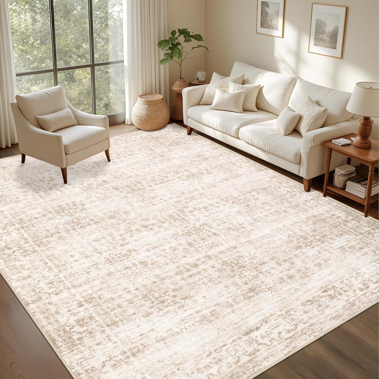 Thumbnail 1 de Area Rugs 10x12 Living Room Rug: Washable, Soft Vintage Boho Carpet with Non-Slip Backing