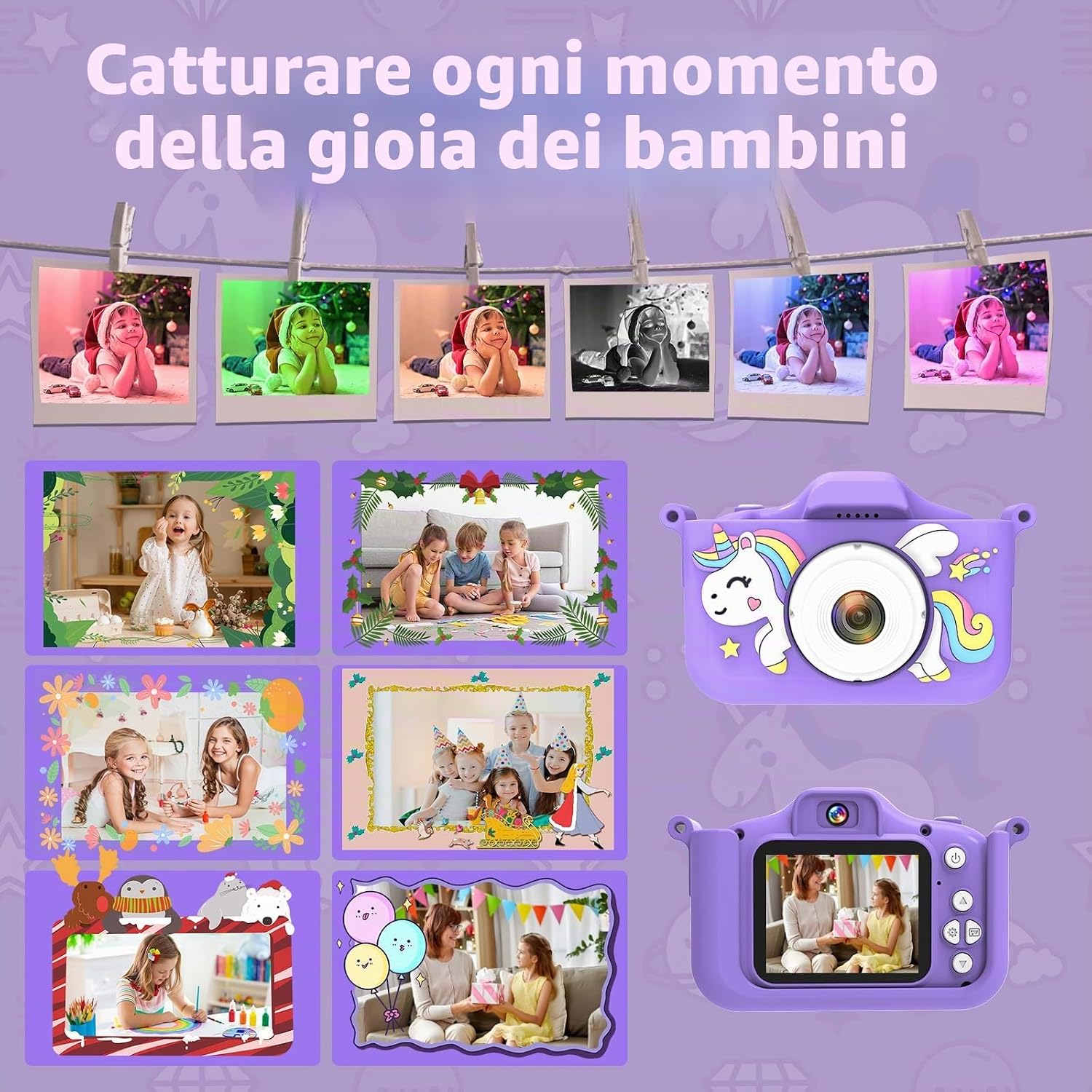 Thumbnail 4 de MYSTILUCK Fotocamera per Bambini Unicorno con 32 GB: gioco, selfie e contenuti sicuri per piccoli fotografi