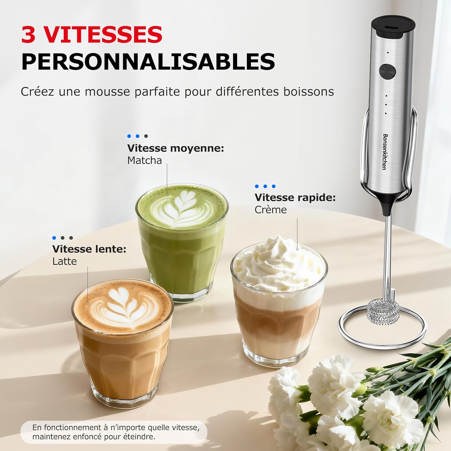 Thumbnail 1 de Bonsenkitchen Mousseur à lait 3 vitesses ⚙