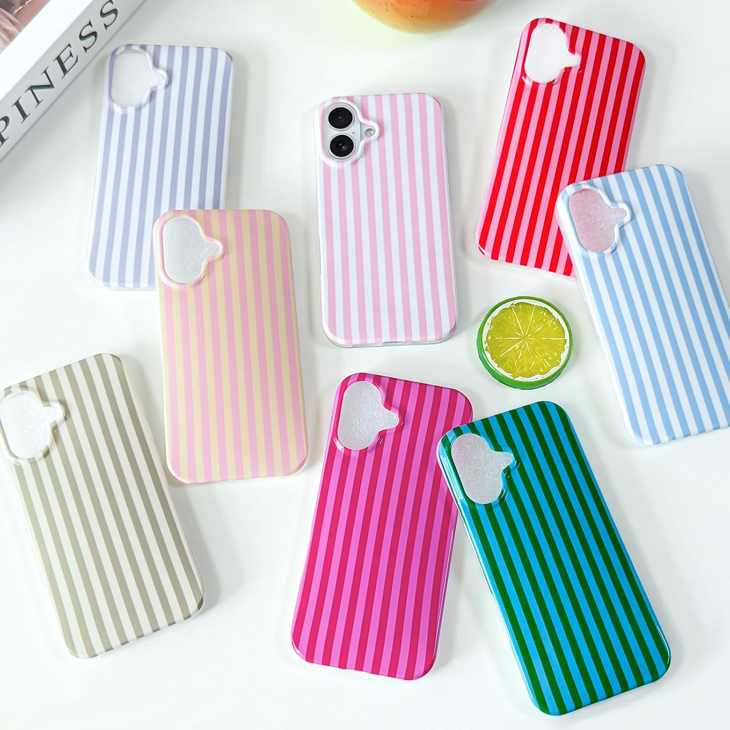 Detalle 2 de Hython iPhone 16 Case, Light Blue and White Stripes, Slim TPU